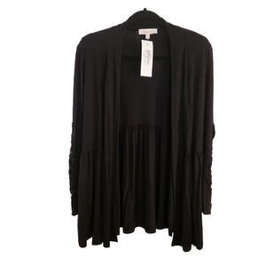 Hailey & Co Womens Open Front Crochet Lace Sleeve Cardigan Size Small